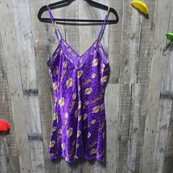 Concept Sport Vintage Y2K Purple Los Angeles Lakers Basketball Satin Slip Dress - Picture 2 of 3